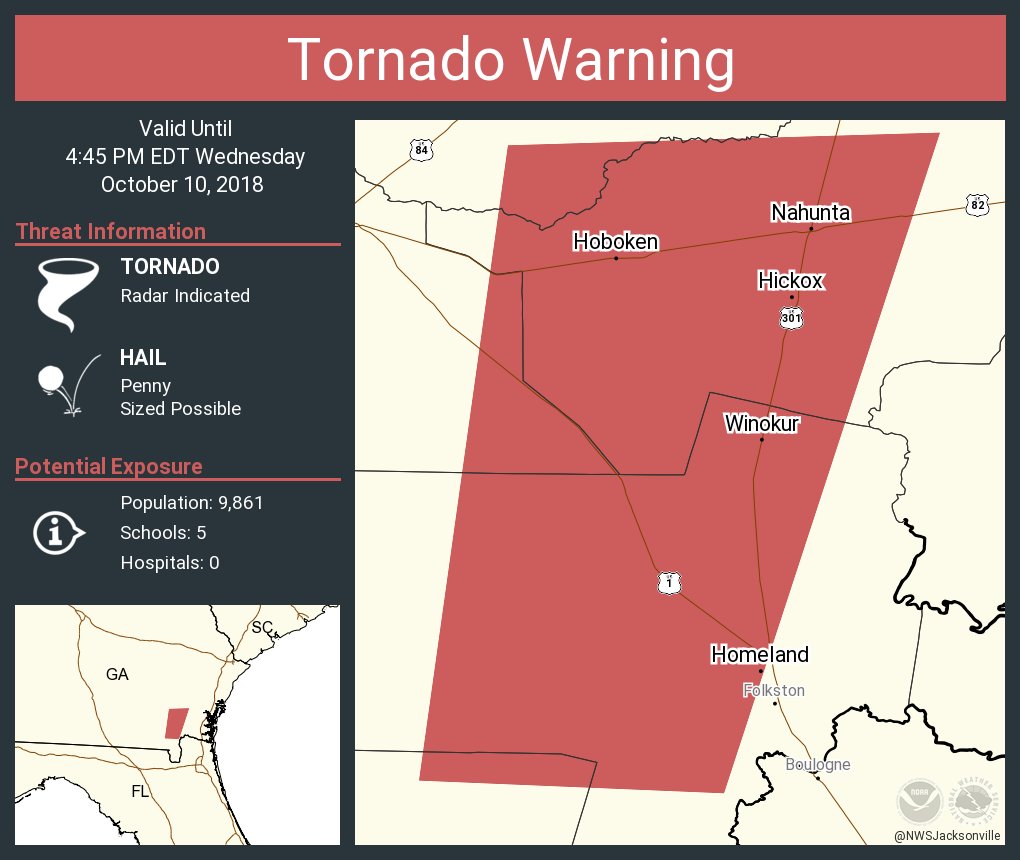 Tornado Warning including Nahunta GA, Homeland GA, Hoboken GA until 4