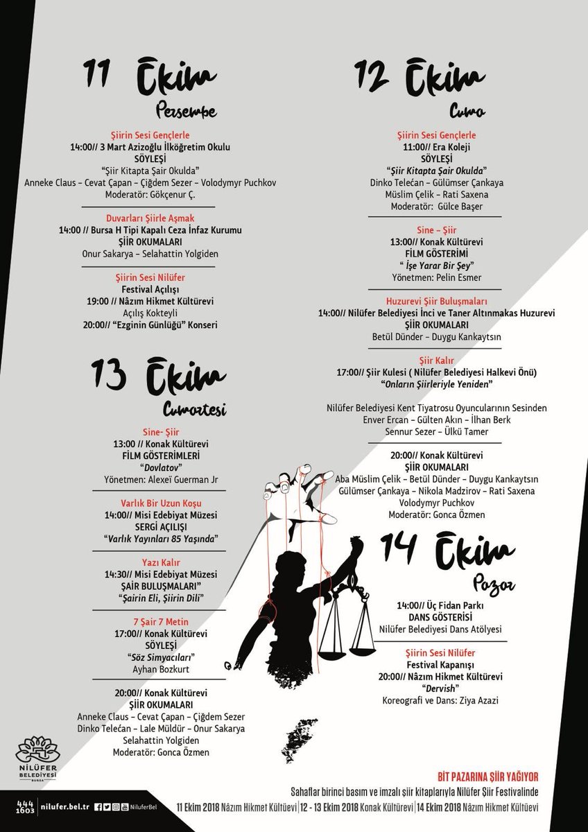 Uluslararası Nilüfer Şiir Festivali yarın birbirinden farklı mekânlarda sürecek etkinliklerle başlıyor.