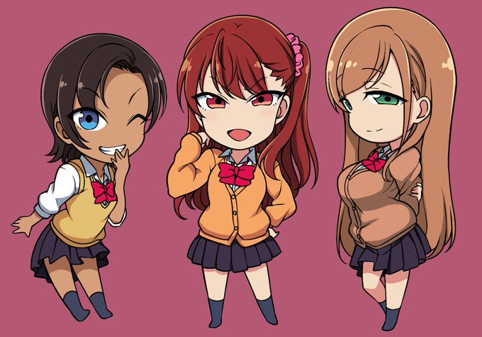 仕事の合間にミニキャラ練習塗り。今回はペン入れwaon君で塗りが僕です。いずみは髪の色がカラー塗るたびに変わってますね…。 