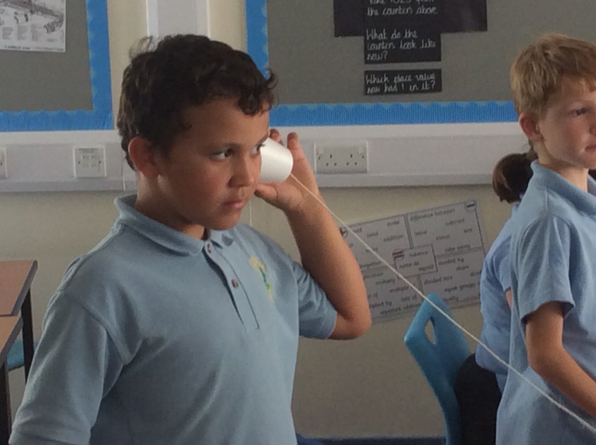 mbk_y4's tweet photo. Year 4 had great fun making and testing paper cup telephones while learning about sound and how the ear works! https://t.co/d9Q5SYXQYe