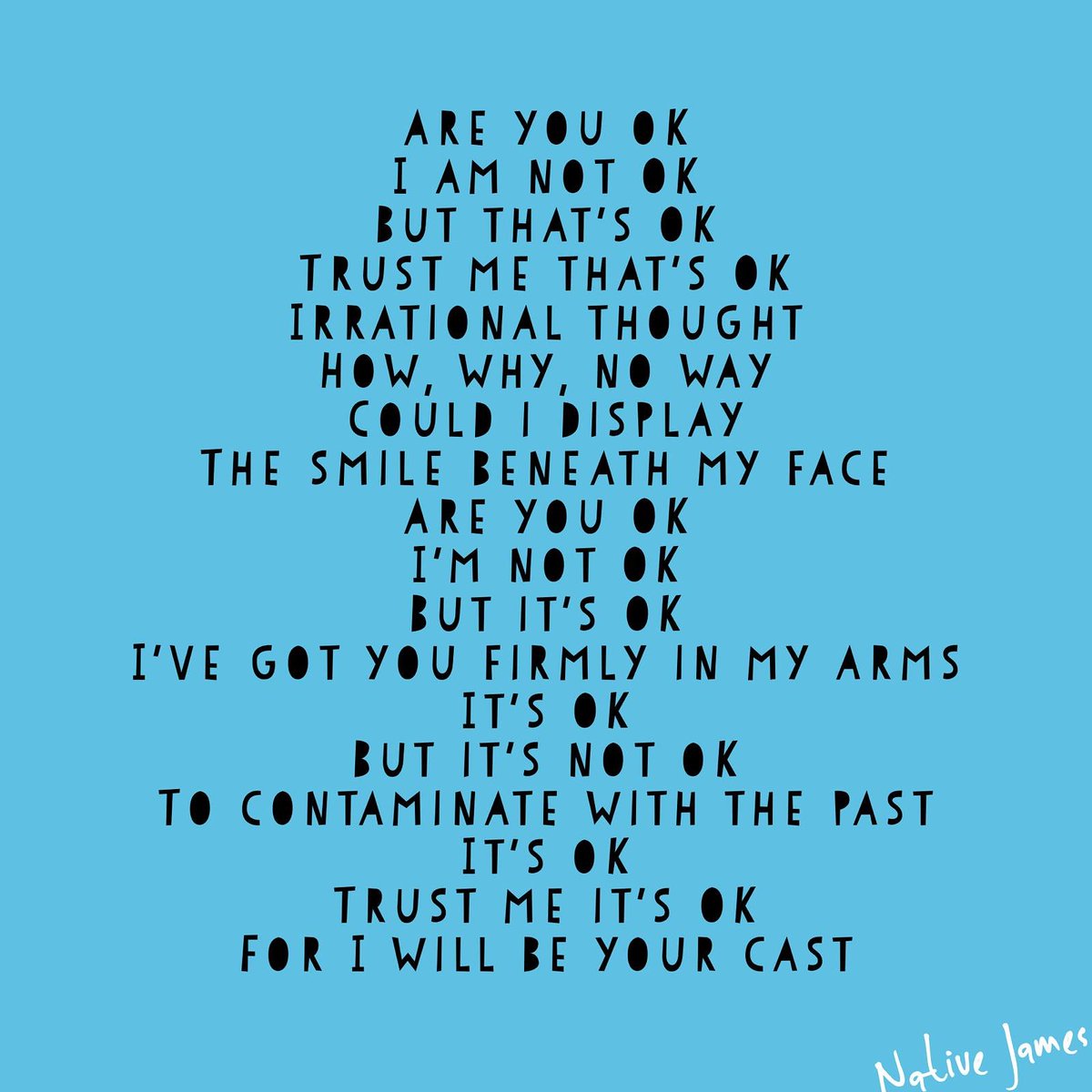 NATIVEJAMESUK's tweet photo. It is OK not to be OK, I have been there myself, you aren't alone I am with you and for those that feel like there drowning I take your hand to let you know you can be free. I wrote this for you #nationalmentalhealthday #mentalhealthawareness #mentalhealth #nativejames #poetry https://t.co/RhqgwJSslC
