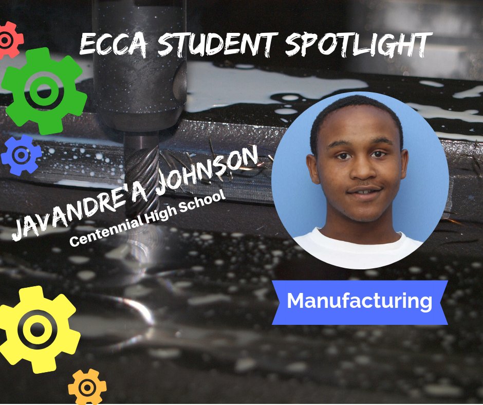 ECCA_EFE's tweet photo. This week's Student Spotlight is Javandre'a Johnson! He is a senior at Centennial High School and is in the manufacturing program. Great job Javandre'a! More info at https://t.co/duau792ABk @EFE330 @CHAR_GERS https://t.co/lA67DVSPWf
