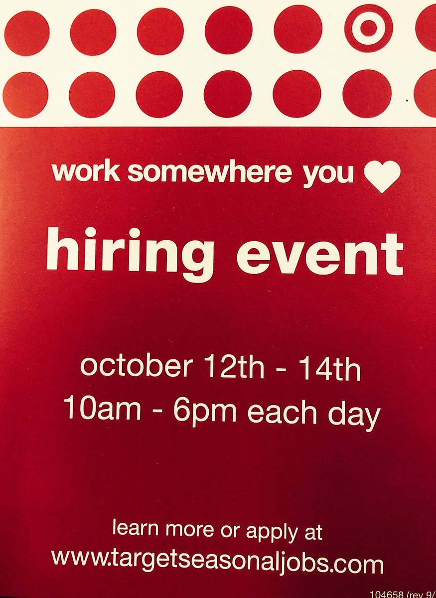 mbaecker4's tweet photo. Come visit us at Target North Olmsted this weekend to learn about our awesome seasonal opportunities! #HolidayDomination #t2016 @TgtTJ2016 @STG832 @ThatTylerHunt https://t.co/VrrgWkR15K