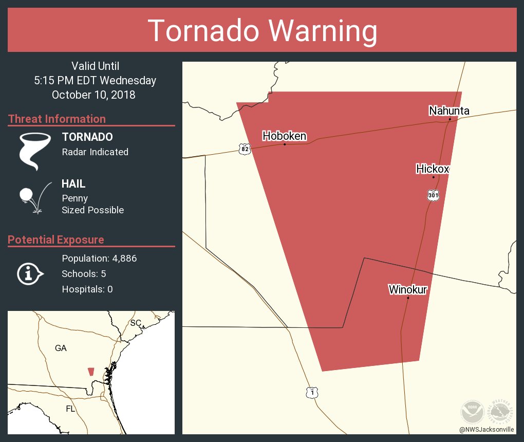 NWS Tornado on Twitter "Tornado Warning including Nahunta GA, Hoboken