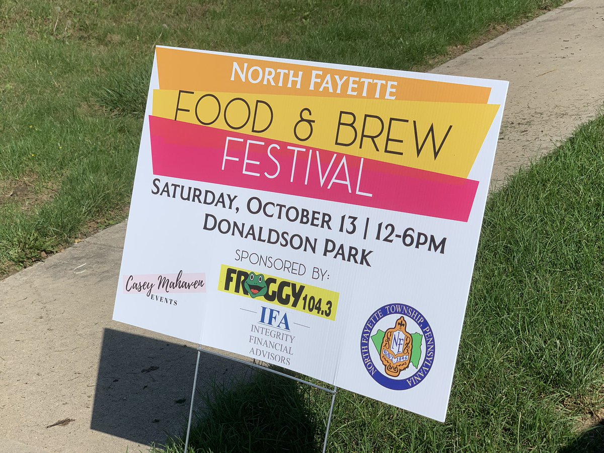 radiofroggy's tweet photo. North Fayette Food &amp; Brew Fest is Saturday Noon-6pm at Donaldson Park! Food trucks, breweries &amp; live music from @ruffvoice01 &amp; @BlendedReality3 plus FROGGY LIVE https://t.co/R17AQZEt3b