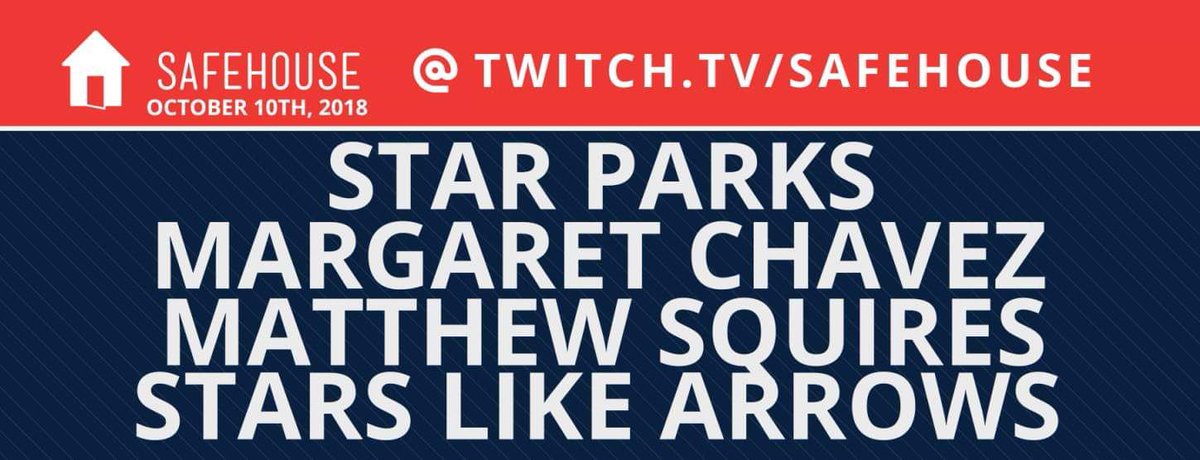 TONIGHT-- Tune in from 8PM-12AM CST for a special <a href="/SafeSafehouse/">Safehouse studio</a> session, streaming from <a href="/spokesmancoffee/">Spokesman</a> in South Austin, featuring live performances by <a href="/star_parks/">Star Parks</a>, <a href="/strangebuoys/">🇺🇸🇺🇸MARGARET CHAVEZ MUSIC🇺🇸🇺🇸</a>, #MatthewSquires, and #StarsLikeArrows. 

twitch.tv/safehouse