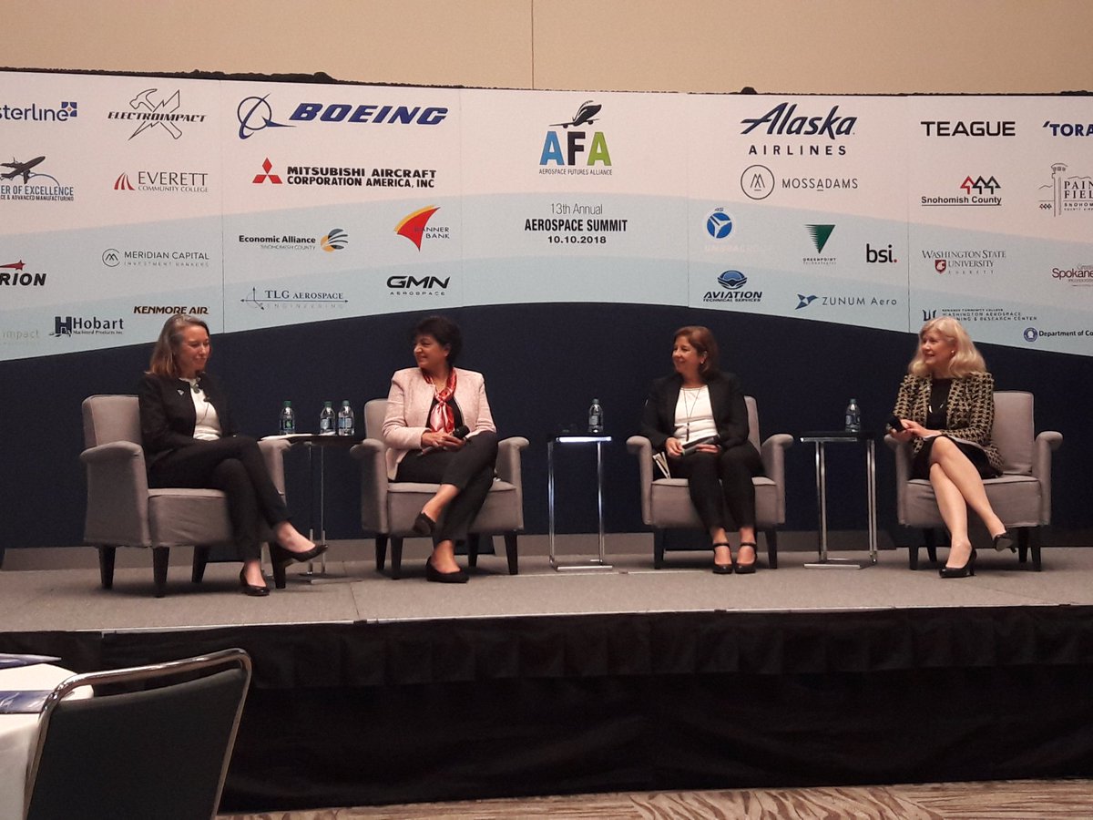 toolgauge's tweet photo. Girl power panel! #afasummit2018 fireside chat with amazing women from @Boeing, @AlaskaAir, @ZodiacAerospace, and Orlady Associates. https://t.co/ikF5ze0ufU
