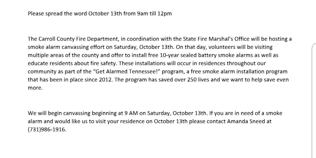 CurtTaylor210's tweet photo. PSA From the Carroll County Fire Dept. https://t.co/UkdhjEoErT
