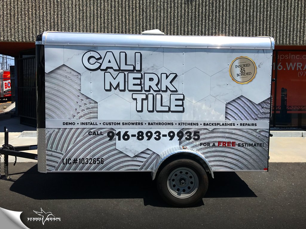 VehicleWrapsInc's tweet image. We applied this full trailer wrap with the same care and precision that our friends at Cali Merk Tile handle your shower, bathroom &amp;amp; kitchen installs &amp;amp; repairs. #sacramento #trailerwraps #vehiclewrapsinc #trailer #3m #3mcertified #calimerktile