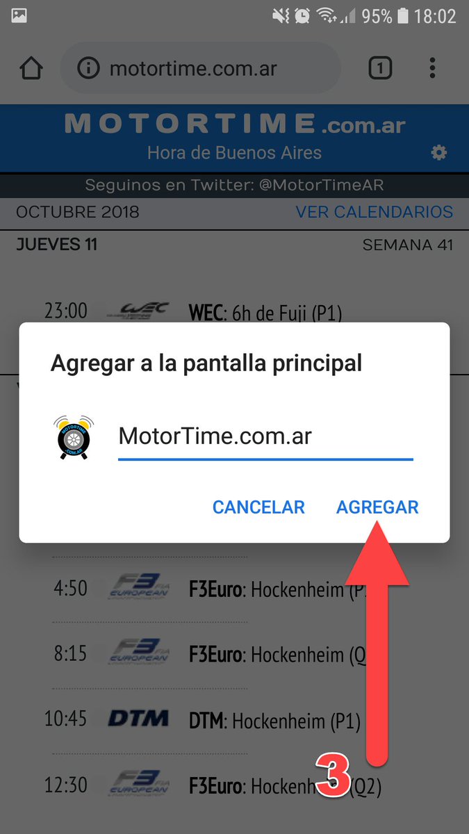 MotorTimeAr's tweet photo. ¿Querés tener un acceso directo a https://t.co/fqTK6cxrHg en la pantalla de tu celular para simplemente tocarlo y que abra como una aplicación más? Seguí estos simples 4 pasos luego de cargar nuestra página en el navegador https://t.co/zIEthARc3H