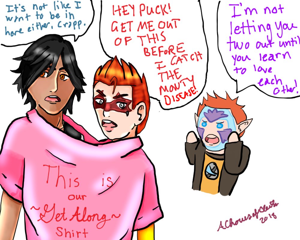 AChorusofCleris's tweet photo. Puck has had it up to here with all their bickering, so he decided it was time to do something drastic. 😈

#sims2 #veronaville #mercutiomonty #tybaltcapp #pucksummerdream #tycutio https://t.co/eSZcldWpy8