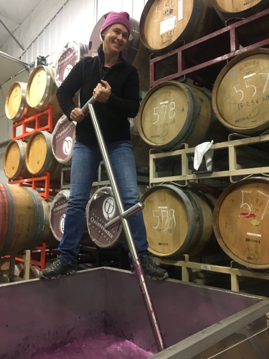 We may not dress fancy during #waharvest2018 but we got the memo to match our hat to our #punchdown ! #epicenterofwine #WAwine #harvest