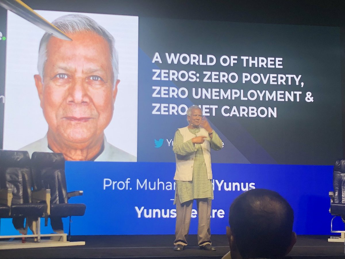 blockchainbeach's tweet photo. Professor Muhammad Yunus @Yunus_Centre told the #goblockcon crowd that money has been the only incentive that businesses care about now. However, being happy and creating happiness for others can also be an incentive. https://t.co/nhWNUx1wuo