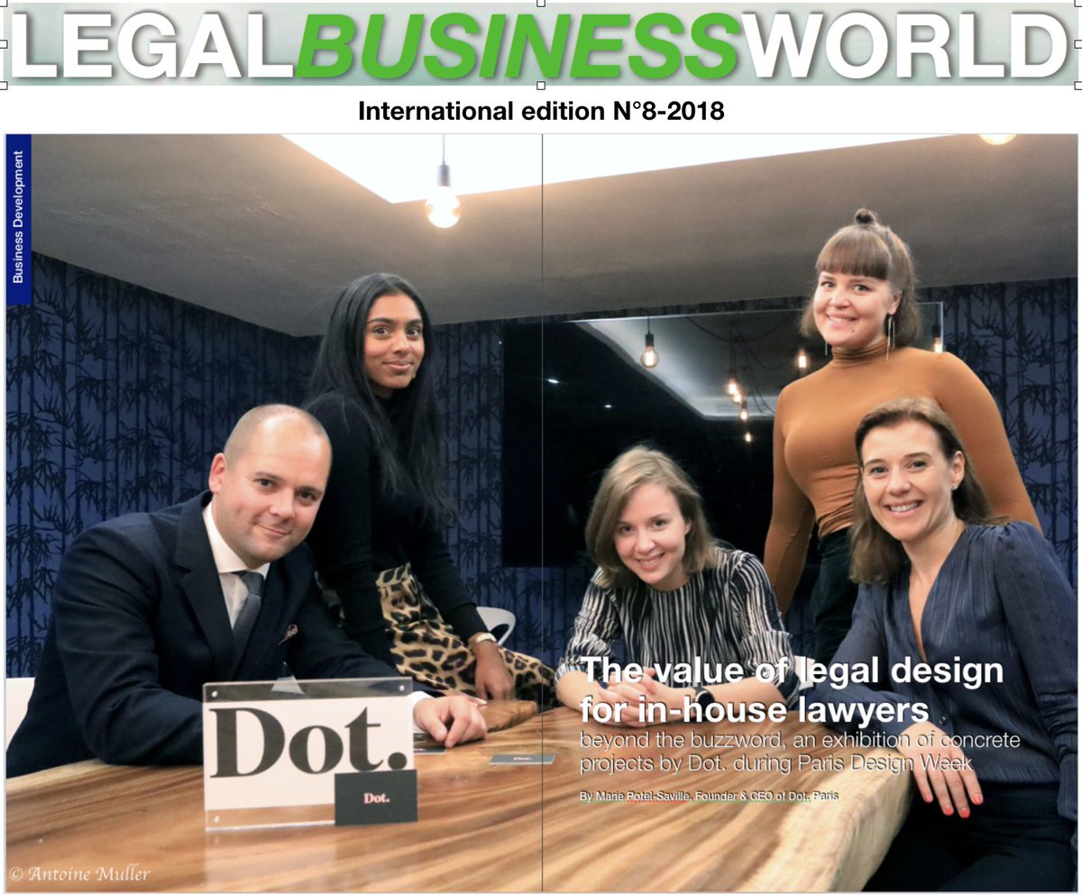 MariePotelSavil's tweet image. #legaldesign beyond the buzzword: 6 concrete projects showcased in Paris during the first exhibition of legal design, featured in #Legalbusinessworld. Many thanks to @allardwinterink  Kudos to Team #Dotlegaldesign @HertzbergEmma Johanna Rantanen Antti Innanen @MeeraSivanathan