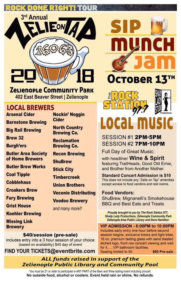 JosephP105's tweet photo. Tomorrow morning (8:45am), tune in @RockStation977 and hear me chat with Jay Kline! Going to talk about my band @winespiritpgh headlining the amazing Zelie On Tap 2018/ What to expect at the event this Saturday! Tickets almost gone, snag them before they go!! #localsuds https://t.co/KdKnyqxMvi