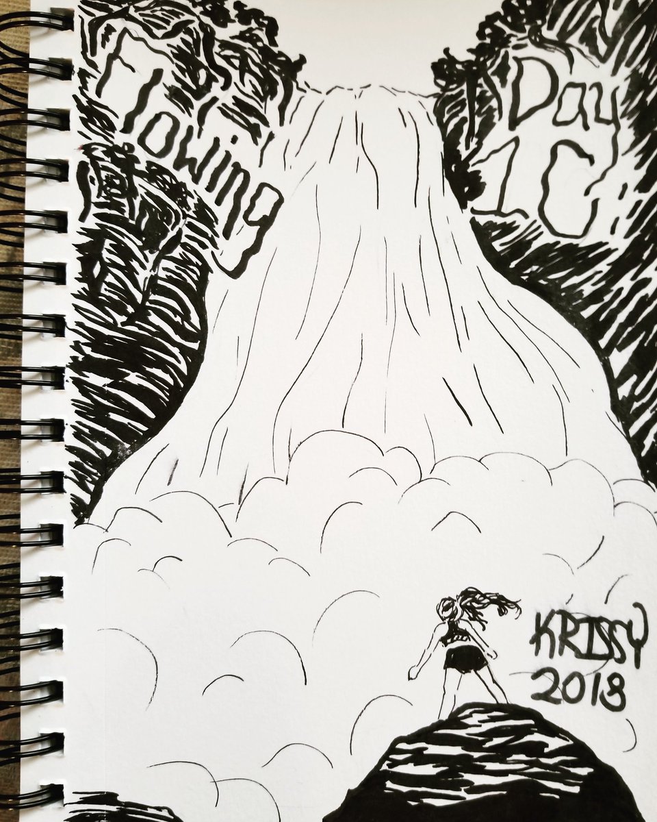 #inktober2018 Day 10: #flowing with a wonderful waterfall #inktober #ink #inkart #waterfall #waterfallart #day10waterfall