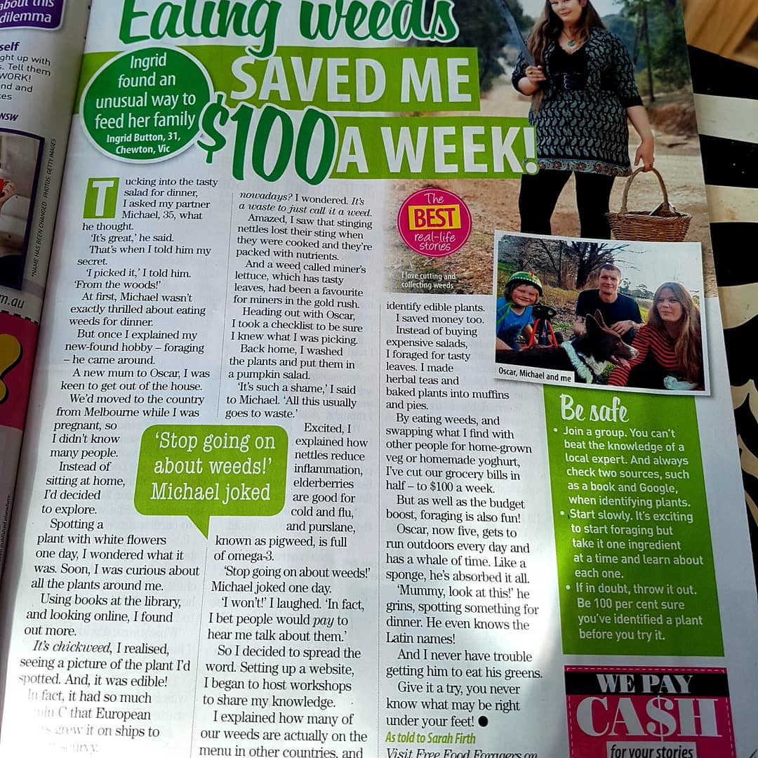 Guess who's in THAT'S LIFE MAGAZINE today?! 
#famous #bushtucker #weeds #life
#treechange #foraging