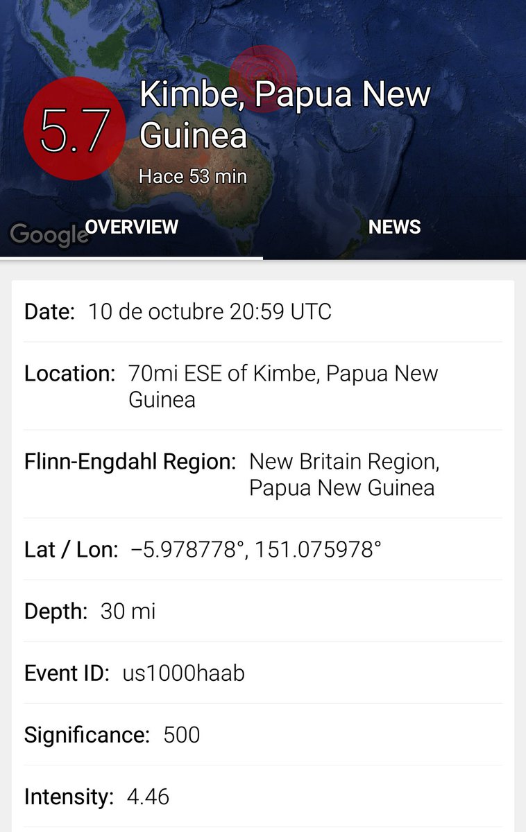 amsoriay's tweet photo. #10Oct2018 #Sismo 4 sismos de magnitud 7.0, 5.7, 5.9 y 6.2 en #PapuaNewGuinea https://t.co/Jx5cgwZ5VZ