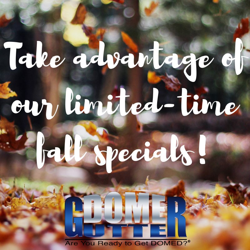 Make sure to take advantage of our limited-time fall specials! You deserve to be #stressfree with your gutters all year-round. Claim your special offer here! → bit.ly/2fk2Kaq #AreYouReadyToGetDOMED?