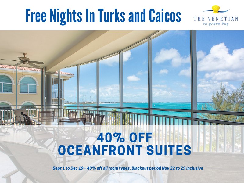 Plan your Fall getaway in Turks and Caicos at the Venetian on Grace Bay Resort and take advantage of our fall 2018 special!