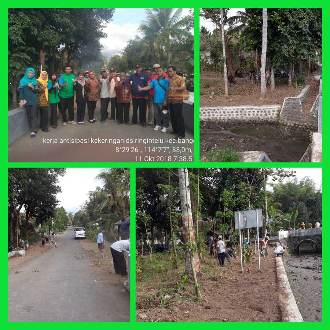 Keg. koordinasi antisipasi terhadap kekeringan sekaligus kerja bakti persiapan lomba kali bersih tk Kab Banyuwangi Tahun 2018.
Kegiatan bertempat di kali Suko Desa Ringintelu dan dihadiri oleh kasi PMK, Korsda Bangorejo, Pesanggaran, Petugas Kesling, Promkes, Pemdes Ringintelu.