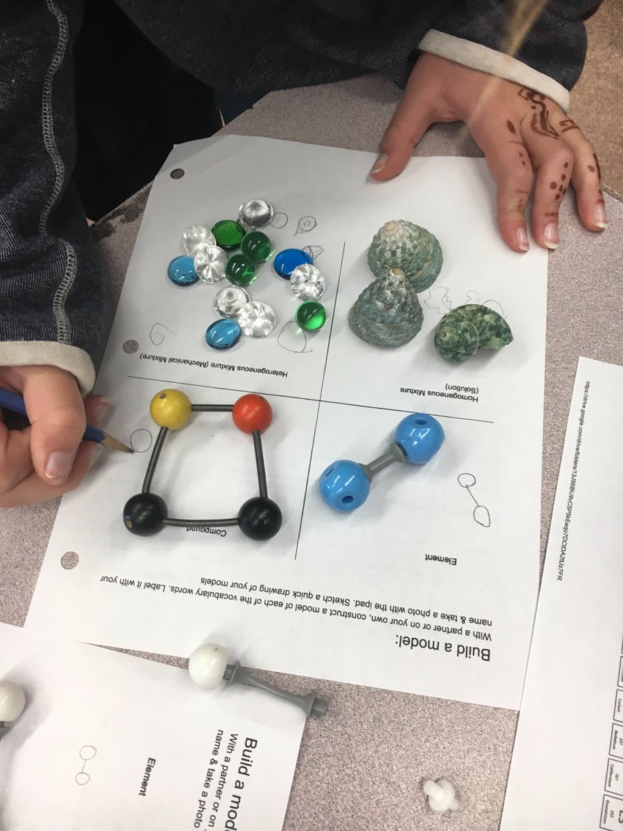 Visschinspired's tweet photo. Who says loose parts are for primaries? We played today as we modelled mixtures, elements and compounds in 6/7 Chemistry. It really helped to solidify their understanding and the differences between them. @clairedaoust @renomyclass https://t.co/QYixLCktwA