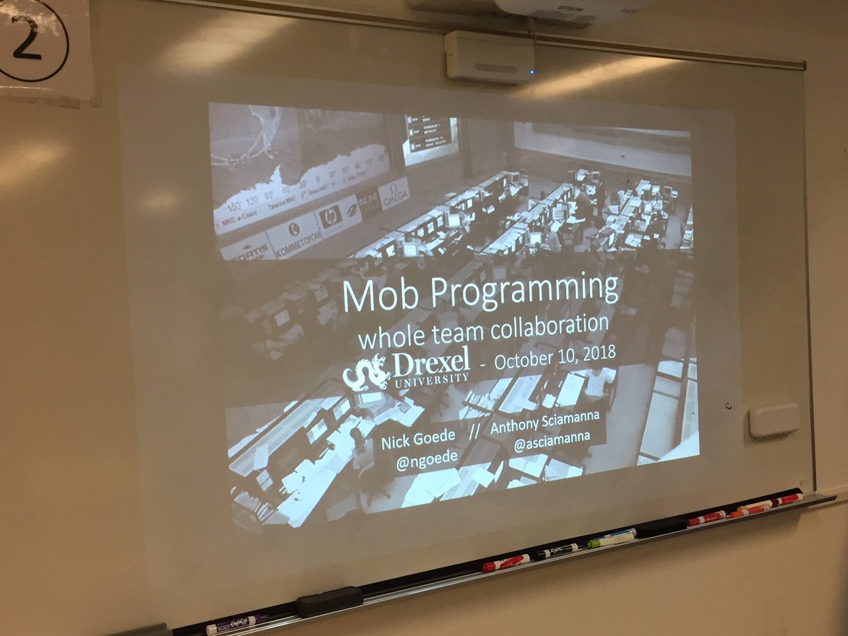 asciamanna's tweet photo. I had a great time at Drexel University today talking about Mob Programming @DrexelCCI @ngoede #MobProgamming https://t.co/P3NcCixdkX