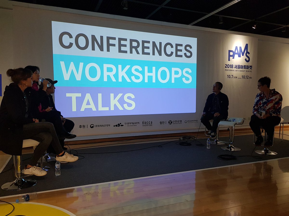 MonicaUrian's tweet photo. .@europe_creative @weare_europe #MusicMovesEurope and #Korean partners discuss #music cooperation at #PAMS2018 with @corinnesadki @europeanmusix https://t.co/nbT4B8nqlz