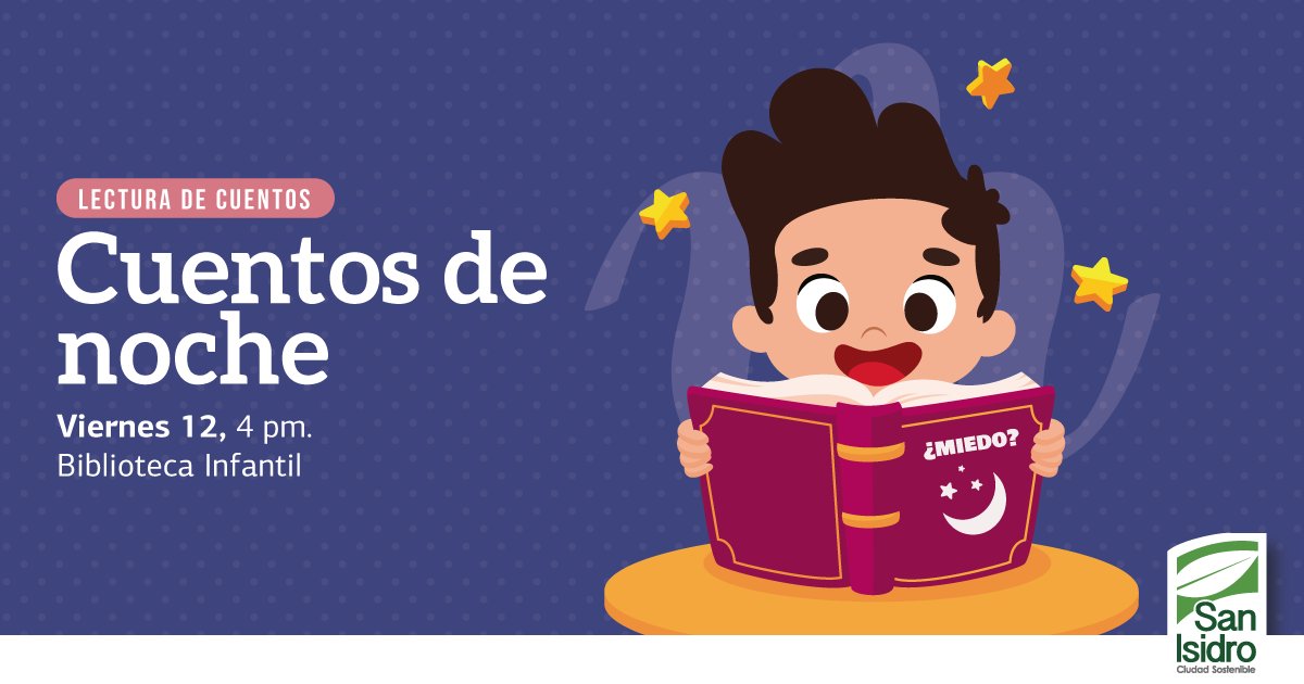 #BibliotecaInfantil
Incentivemos la imaginación y el amor por la lectura en los niños con la lectura "Cuentos de noche". Los esperamos este viernes 12 a las 4 pm. en calle Hermilio Hernández 395. #IngresoLibre #CapacidadLimitada
*Dirigido a niños de 4 a 11 años.