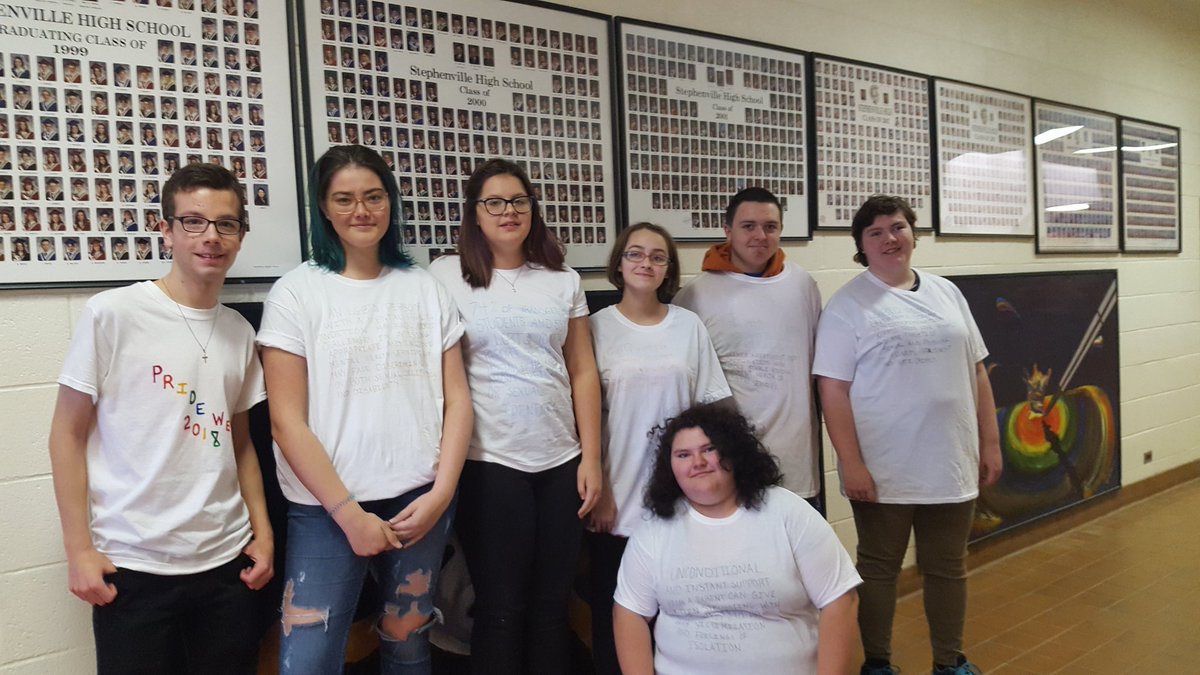 CYNSouthwestern's tweet photo. SMS &amp; SHS Youth Group members wore t-shirts with LGBTQ stats today for S'ville Pride Walking Wednesday #PrideWeek2018 @edwina_mccarthy @NLESDCA @shs9672 @sms_middle @BSGwomenscentre @egalecanada @CEN1991 @violence621 @OPE_GovNL @JohnMichaelFinn https://t.co/gnjavFmjXH