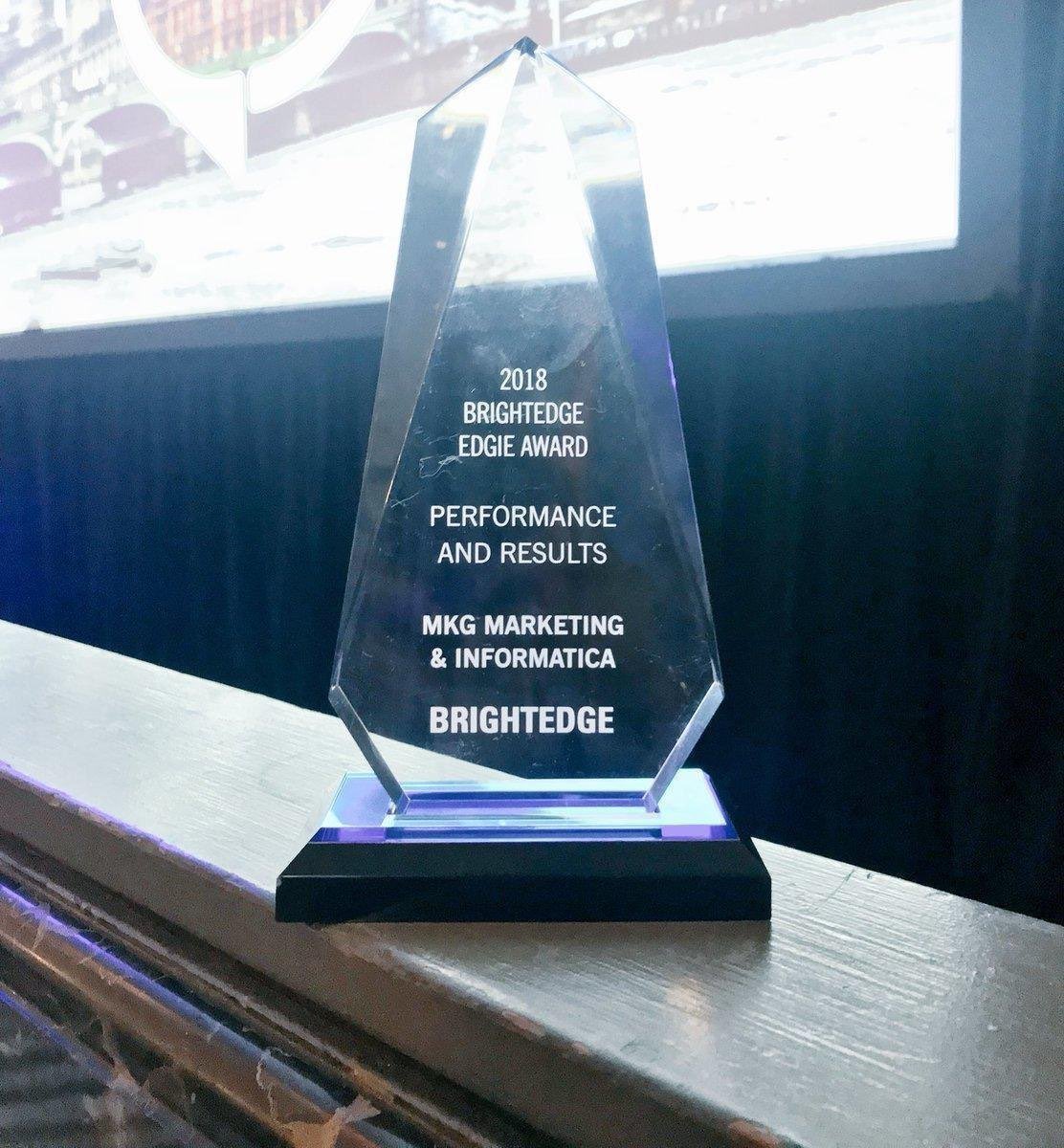 MDMGeek's tweet photo. Congratulations to brilliant and hard-working @Informatica digital team for winning 2018 Edgie Award in Performance and Results by @brightedge! #Share18 #marketing #B2B #CustExp #SEO #CX #CustServ https://t.co/ur2elV0UF8