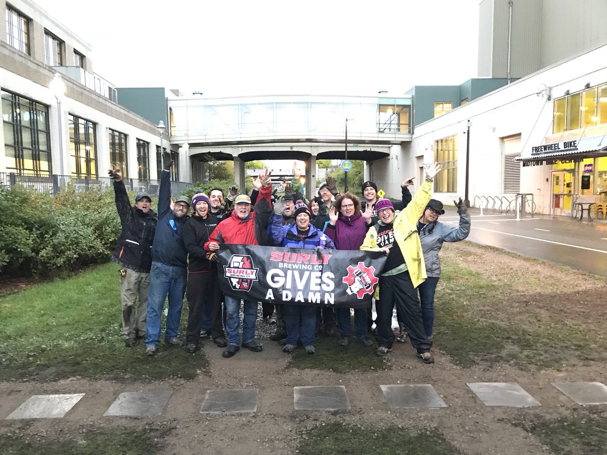 SurlyGivesADamn's tweet photo. On the @midtowngreenway tonight building a walkway, weeding a pollinator patch and shoveling lots-o-rock. Great job all! #SGADMN https://t.co/b5CGcwbtOu