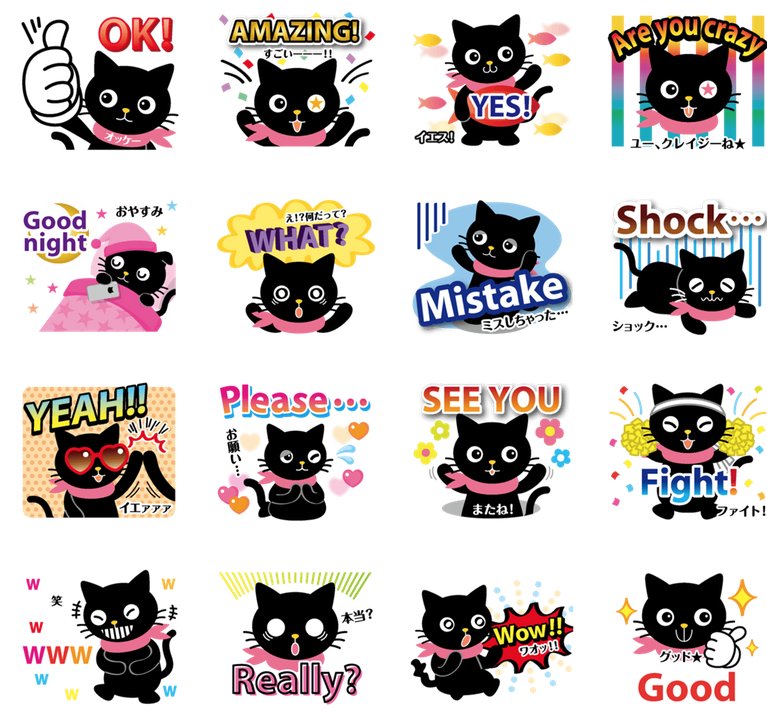 Mr だるまスタンプ 販売中 Di Twitter ブラックキャットの簡単な英語と日本語のスタンプ発売中 T Co Uosvo7rfna Lineスタンプ クリエイターズスタンプ イラスト 黒猫 英語 日本語