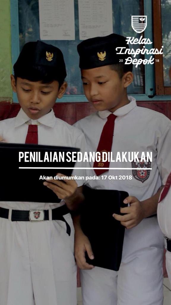 KI_Depok's tweet photo. Sedang dilakukan penilaian dan akan hasilnya akan diumumkan pada tanggal 17 Oktober 2018 https://t.co/S1LqjbP4ze