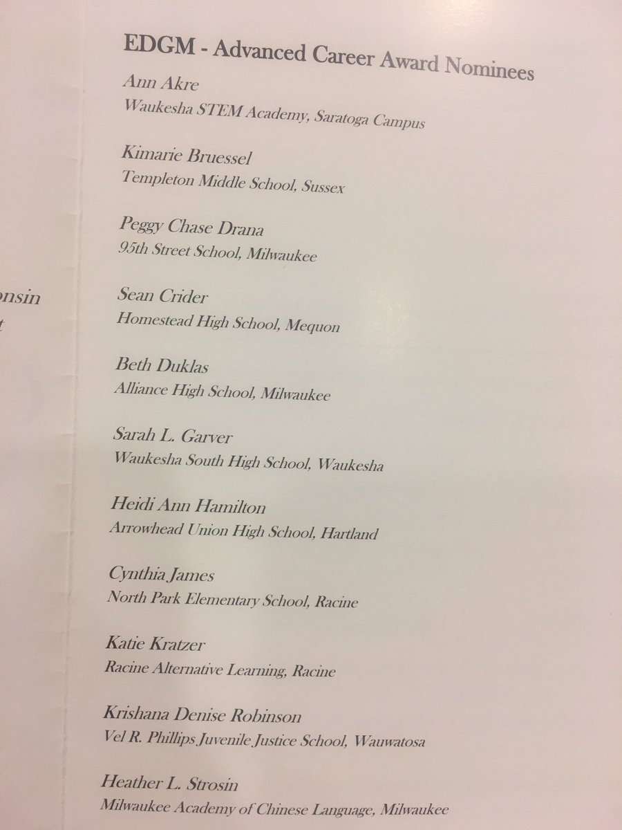 <a href="/waukeshaschools/">Waukesha School Dist</a> was represented tonight at the Education Deans Of Greater Milwaukee 6th Annual Celebrate Teachers And Teaching. Congratulations <a href="/sowinski_emily/">Emily Sowinski</a> <a href="/ann_aakre/">Ann</a> and Sarah Garver.