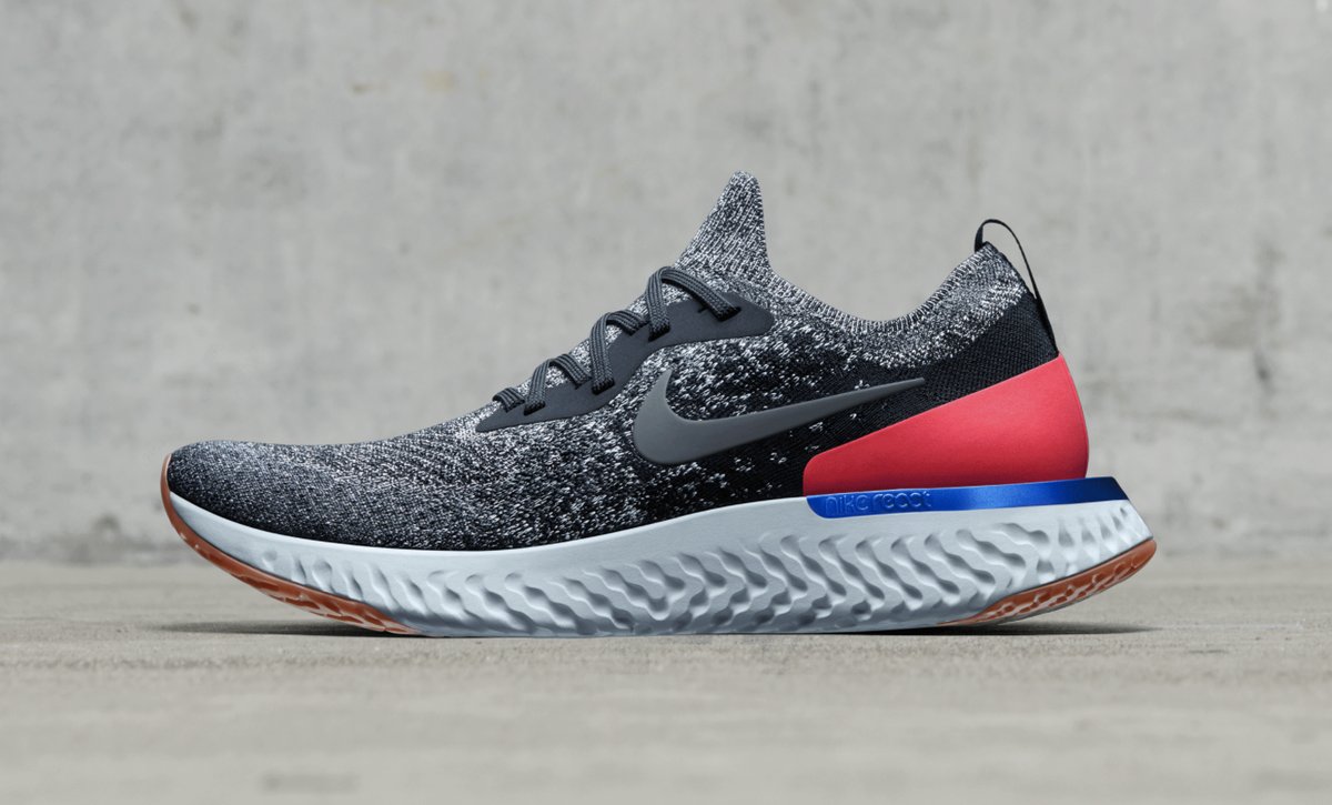 nike epic react flyknit black white red orbit