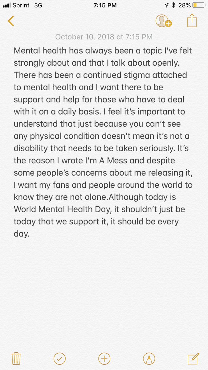 BebeRexha's tweet photo. It’s world mental health day today. https://t.co/VSjPiSr0wz
