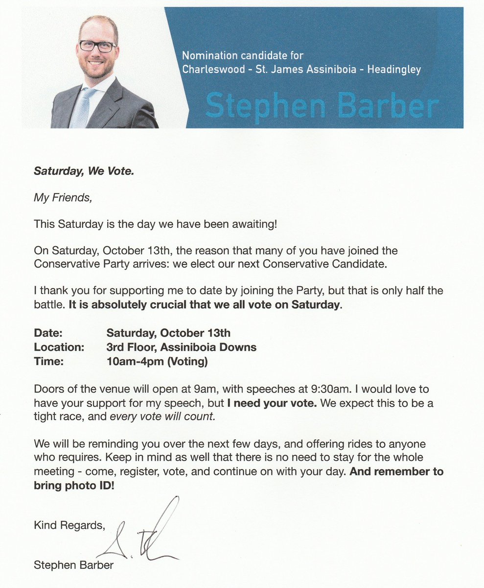 This Saturday is the day we have been awaiting! 

#wpgpoli #mbpoli #cdnpoli #cpc