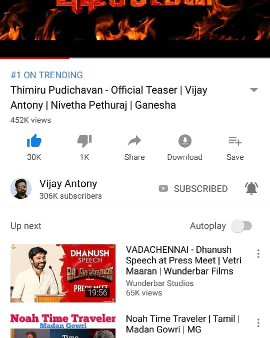 AnazFanOfVijay's tweet photo. #1 Trending on #ThimirupudichavanTrailar
.🌟✨⭐
@vijayantony @ItsMeNivetha
@GaneshaaDir
@mrsvijayantony
@vijayantonyfilm
@VijayAntonyAct
Thanks #supporting
 all 🙏🙏🙏🙏#vijayantonyfans &amp; #otherfans all &amp; media's🙏🙏🙏😍😍😍
~~~~~~
by #vijayantonyfans
 https://t.co/FA1VHbbhS3
