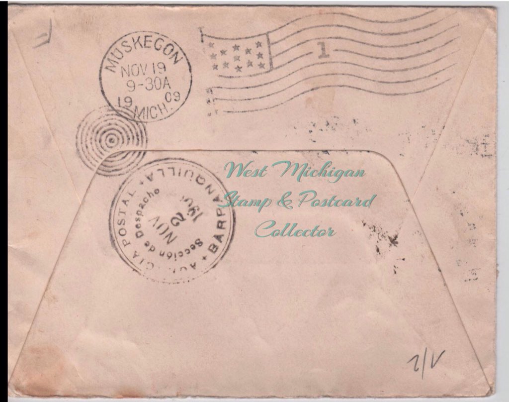 The_WMSC's tweet photo. I added this cover to my collection in August.
What a find...
Colombia cover 1909 postage due 06 cents to USA Muskegon, Mich.

#Philately #PostalHistoryCover #PostalCover https://t.co/Gawt3zkUnX