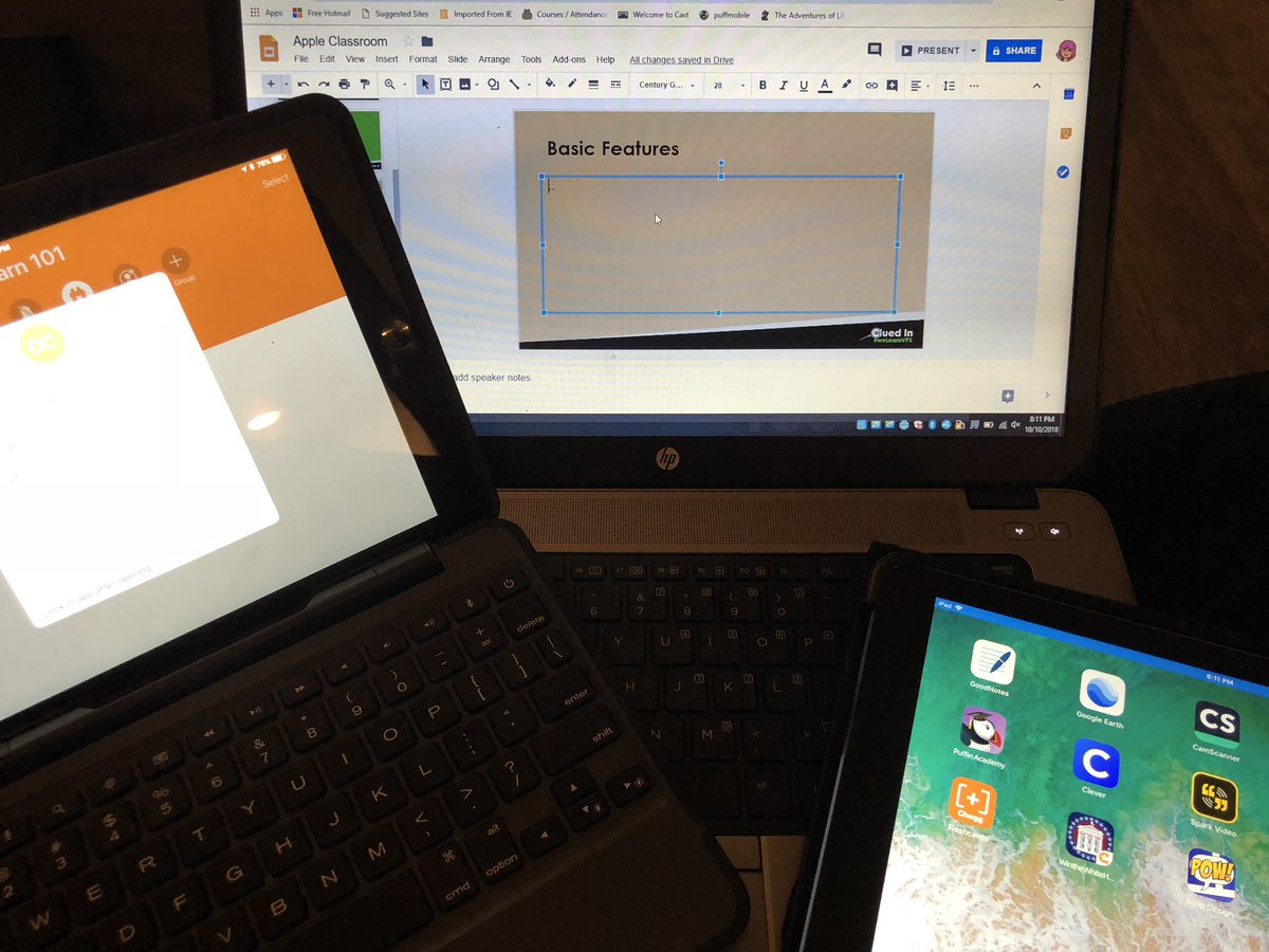 TraciChun's tweet image. When does one need a computer and multiple iPads? When working on a presentation on Apple Classroom, of course! Excited for #weLearnVPS on Friday! Hope to see you there!
