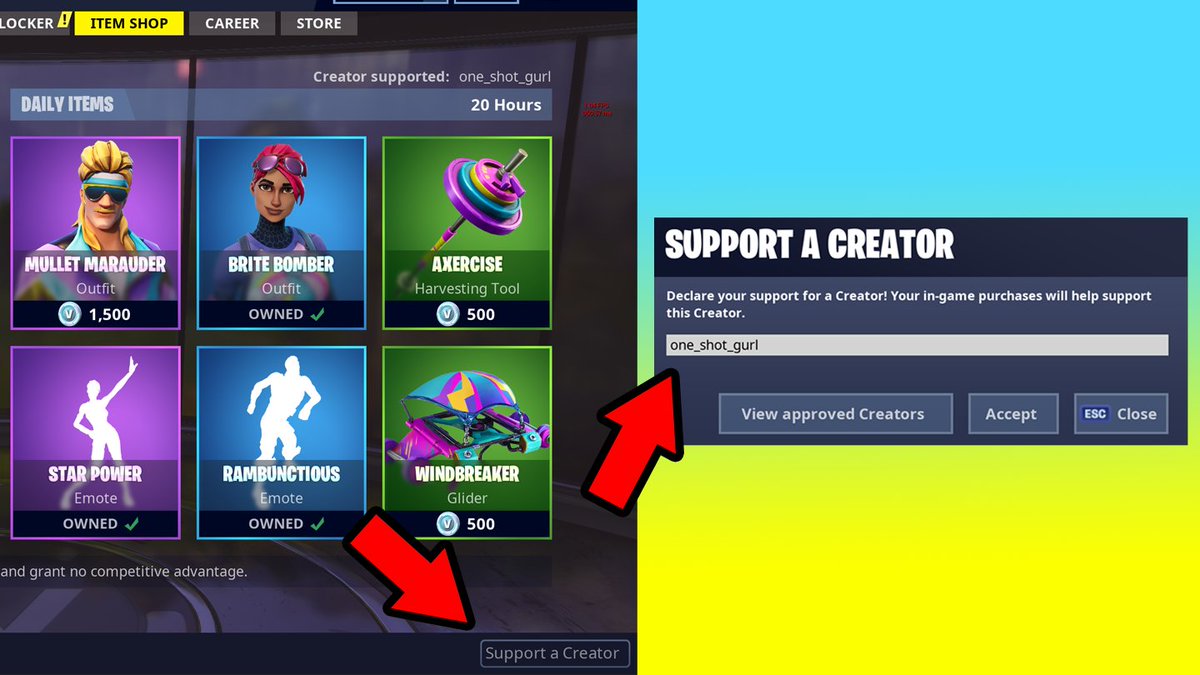 Fortnite removes Support a Creator code from the Item shop