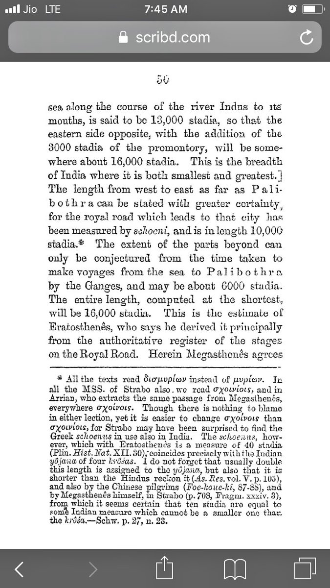 4/n Chandragupta Maurya had a whole army of officials overseeing the maintenance of this road as told by the Greek diplomat Megasthenes who spent fifteen years at the Mauryan court. He mentions same in his book Indica. Refer screenshot below: