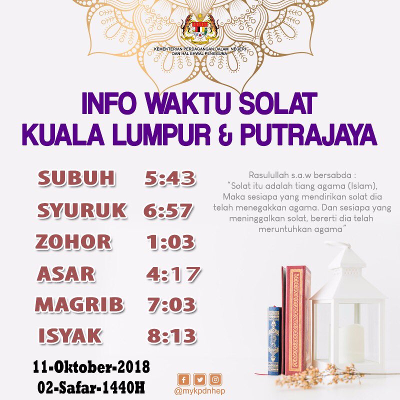 Kuala lumpur 2021 jadual solat Waktu Magrib