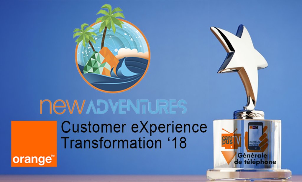 OrangeStoreOff's tweet photo. Le #DigitalCampusGdt primé au CXT 2018 🙂
Nous sommes fiers de vous annoncer que le digital-campus a reçu un Award au Customer Experience Transformation 2018, compétition qui récompense les meilleures innovations menées au sein de toutes les entités #Orange à l’international ! https://t.co/WzULu9xSfC