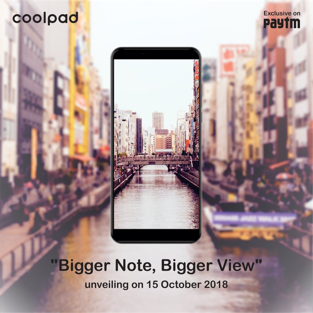 mrsocialkeeda's tweet photo. Experience the bigger view with the Bigger Note. Unveiling the new Coolpad Note 8 with full vision display, on 15 October 2018, exclusively with Paytm Mall. Stay tuned for more.
#Coolpad #CoolpadNote8 #ThenewNote https://t.co/wckYXAbfSt