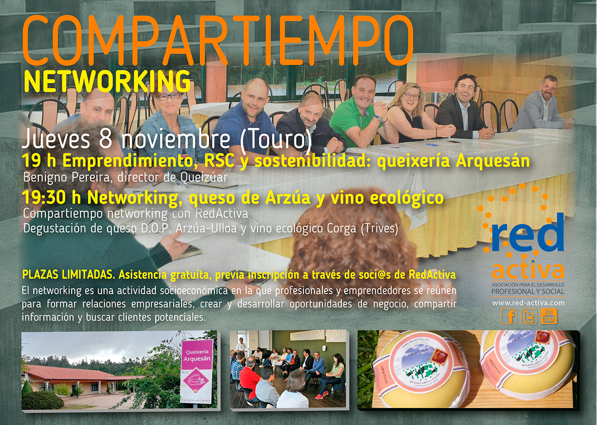 8/11 #Networking en la “queixería Arquesán” (Touro). Con Benigno Pereira, director de Queizúar. Queso DOP Arzúa-Ulloa y vino Corga, producido en bodegas con depuración en ecológico
📲info@red-activa.com #networking #colaboración #rsc #Arquesán #queixo #viño #Corga #eco