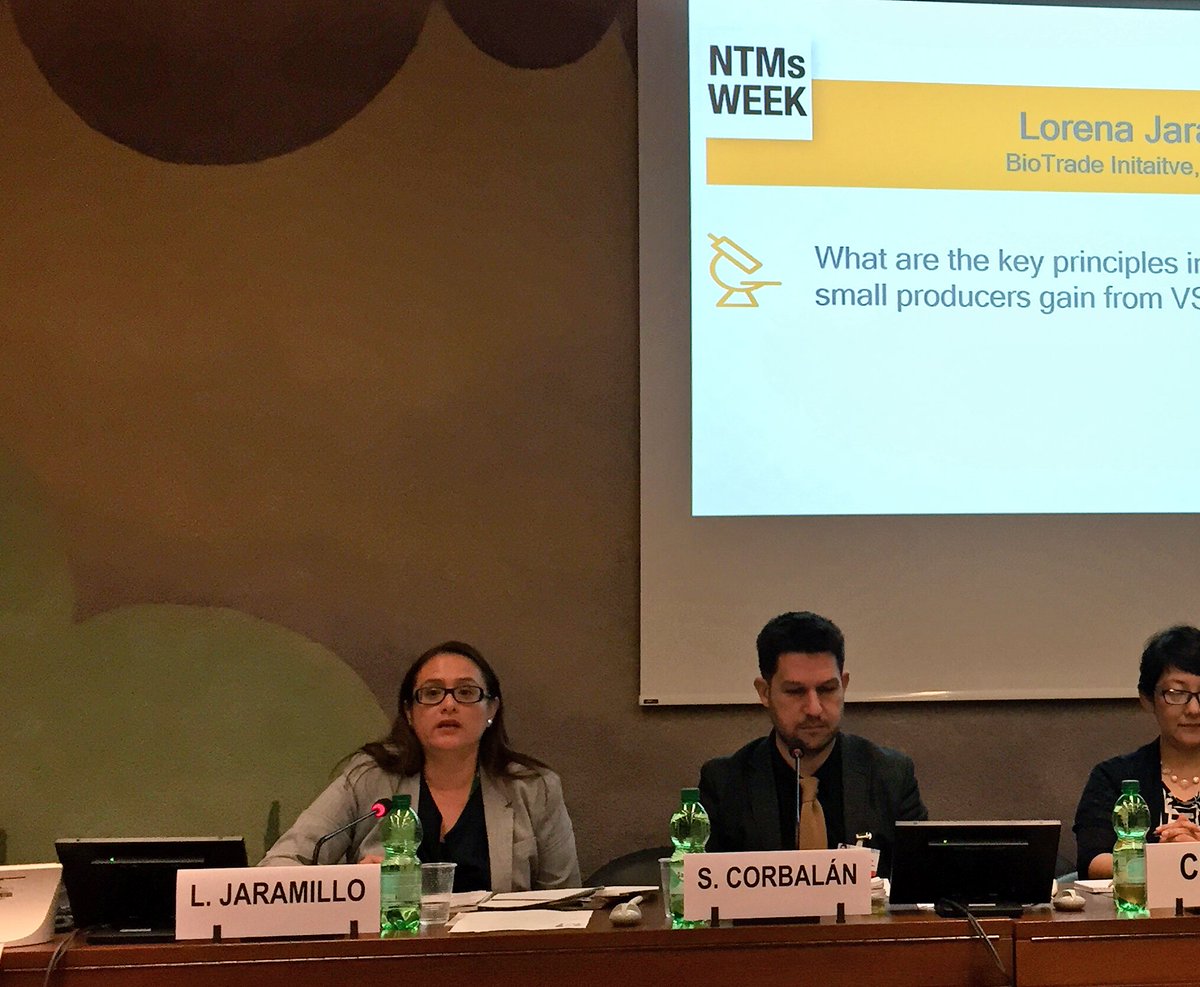 UNCTAD_BioTrade's tweet photo. #NTMsWeek: From 20+yrs experience in #BioTrade, @lfjaramil1 shares 3 pts on how producers can gain from #VSS: 1. Foster collaboration among producers 2. Promote participatory process in markets 3. Form long term partnerships that brings together actors https://t.co/aJMOG2G2av