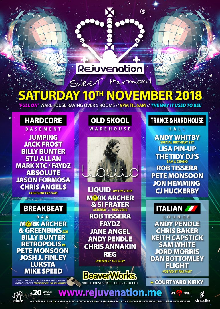 ‼️WARNING‼️

TICKETS ARE SELLING AT THE SAME LEVELS AS THE REJUVEN8 / ALTERN8 EVENT WHICH COMPLETELY SOLD OUT!! DON'T LEAVE IT TOO LATE...

SKIDDLE skiddle.com/e/13179681
REJUVE rejuvenation.me/tickets

WE \®/ ONE
#sweetharmony #leeds