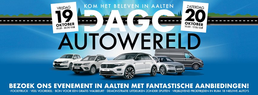 Kom naar DAGO Autowereld in Aalten! Op 19 en 20 oktober staat DAGO Autowereld in Aalten weer op het programma. Deze twee dagen kunt u vrijblijvend proefrijden in de nieuwste modellen. Daarnaast hebben wij leuke acties deze dagen. Lees alles op onze website bit.ly/2QHb6c8